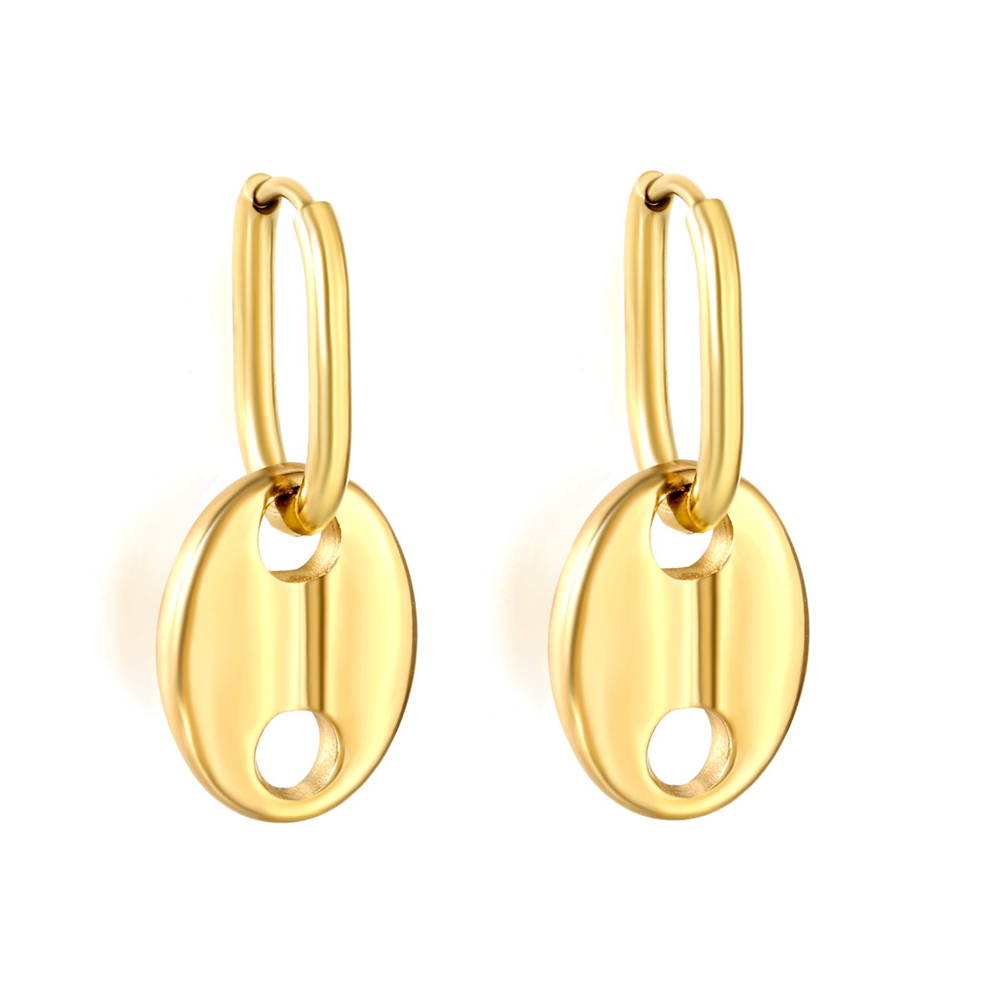 Bulk PVD Gold Charm Hoop Earrings Waterproof