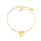 Wholesale Waterproof PVD Gold Pearl & Sculpted Shell Dainty Bracelet