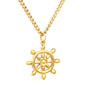 Wholesale Waterproof PVD Gold Sculpted Nautical Rudder Necklace