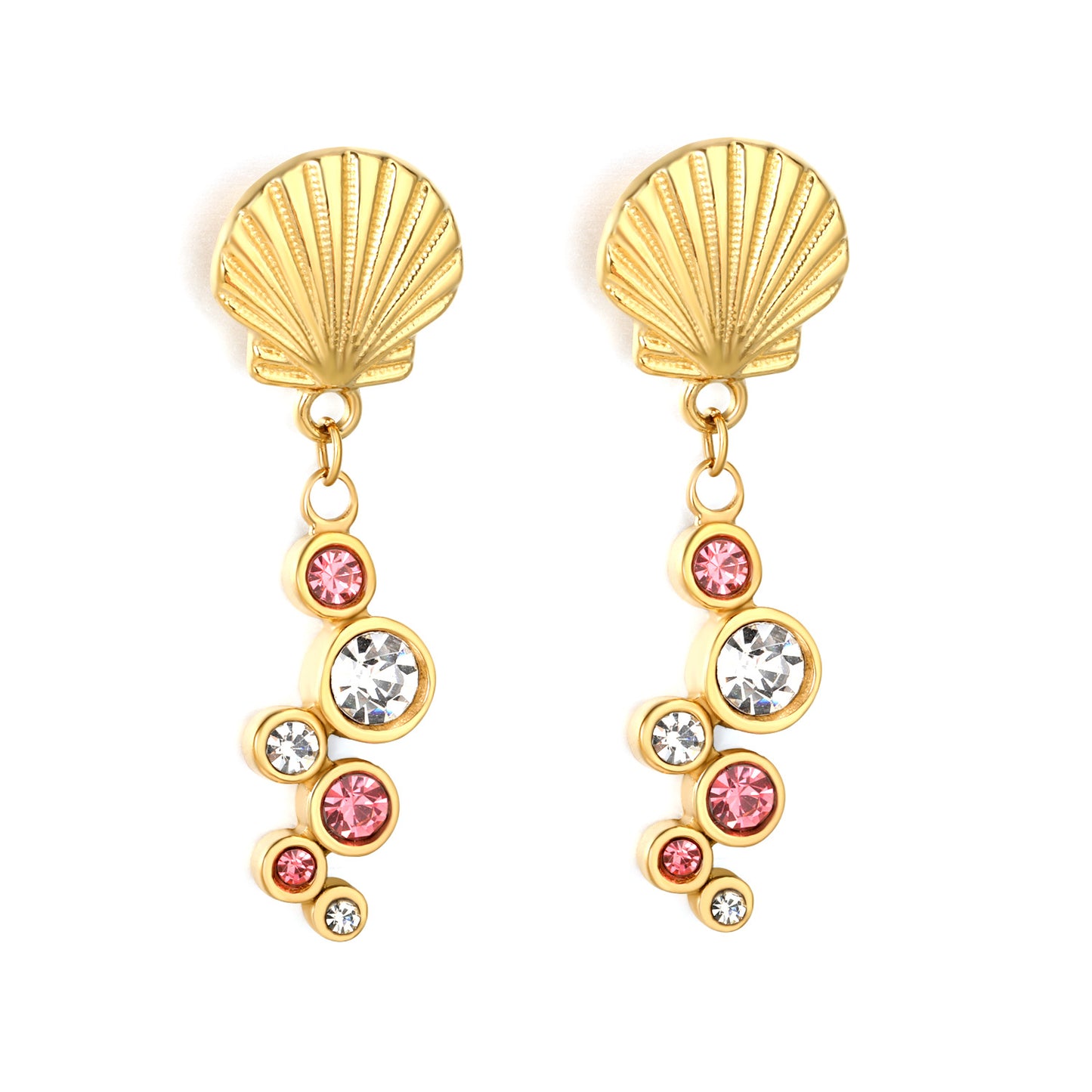 Beach-Vibe Shell Tassel Earrings Stainless Steel Non-Tarnish