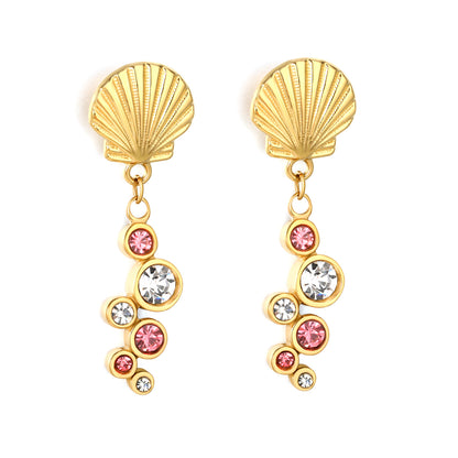 Beach-Vibe Shell Tassel Earrings Stainless Steel Non-Tarnish