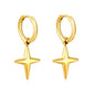 Wholesale Waterproof PVD Gold Sculpted Textured Star Charm Hoops