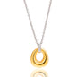 Minimalist Mixed-Metal Gold & Silver Oval Necklace Stainless Steel