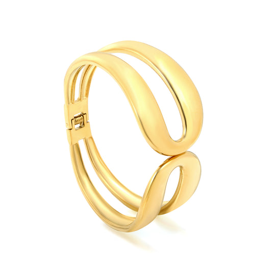 304L Stainless Steel Hollow Bangle | Chunky Double Row Style