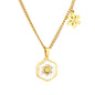 Bulk PVD Gold Sculpted White Flower & Shell Pearl Side-Drop Necklace
