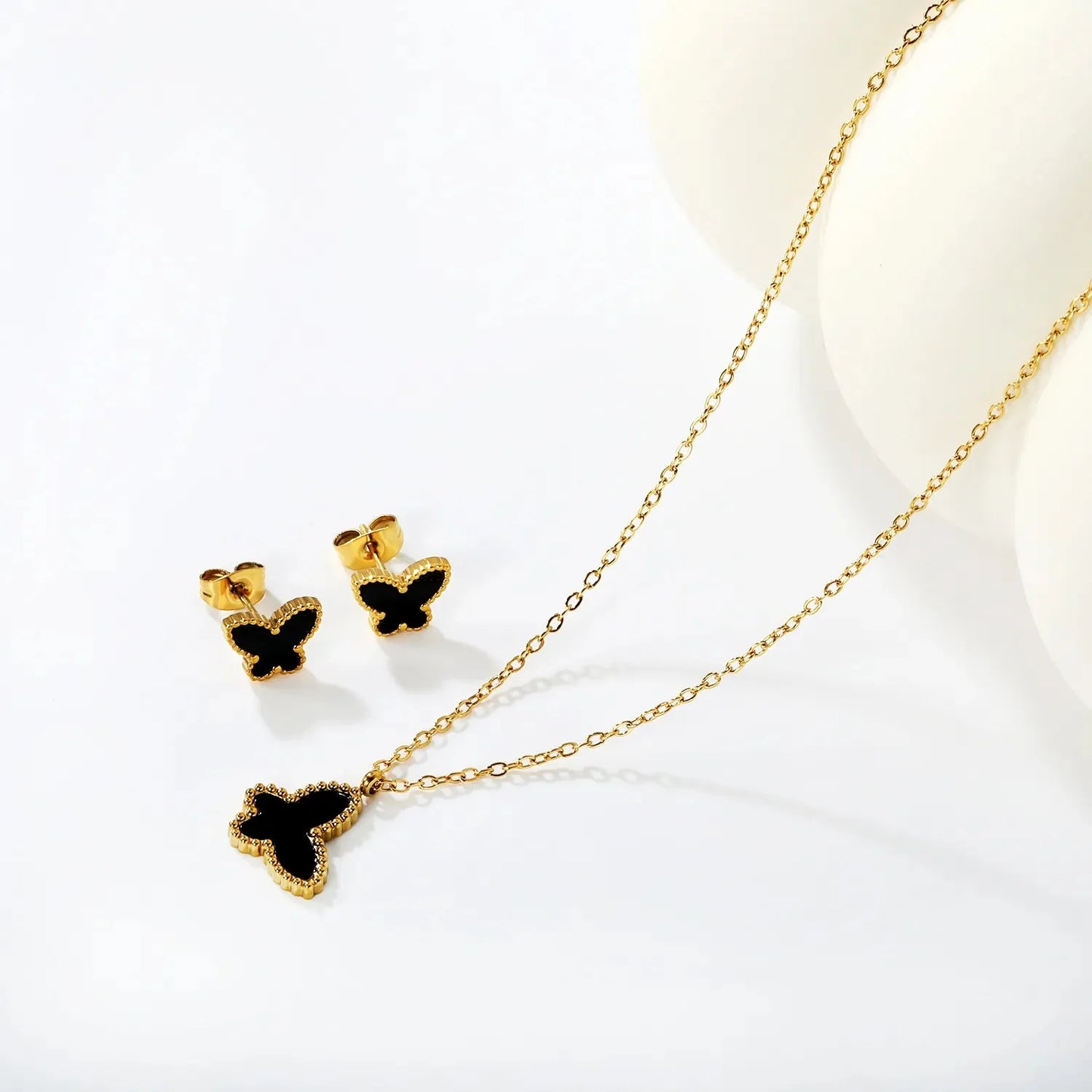 Wholesale 304L Stainless Steel Butterfly Necklace & Earrings Set