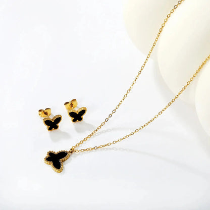 Wholesale 304L Stainless Steel Butterfly Necklace & Earrings Set