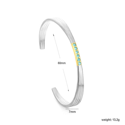 304L Stainless Steel Blue Zircon Bangle Supplier | PVD Gold Plating