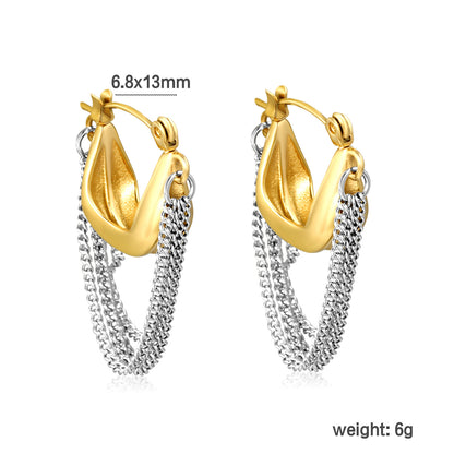 Bulk PVD Gold & Silver Mixed Metal Teardrop Chain Dangle Earrings