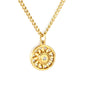 Wholesale Waterproof PVD Gold Sunflower CZ Radiant Pendant Necklace