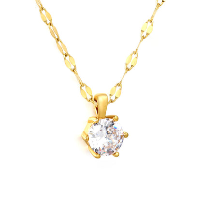 Bulk PVD Gold Solitaire Zircon Oval Link Dainty Necklace