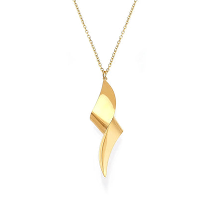 Wholesale Waterproof Two-Tone Spiral Sculpted Fluid Pendant Necklace