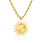 Bulk PVD Gold Sculpted Sun Smile Face Rope Chain Necklace