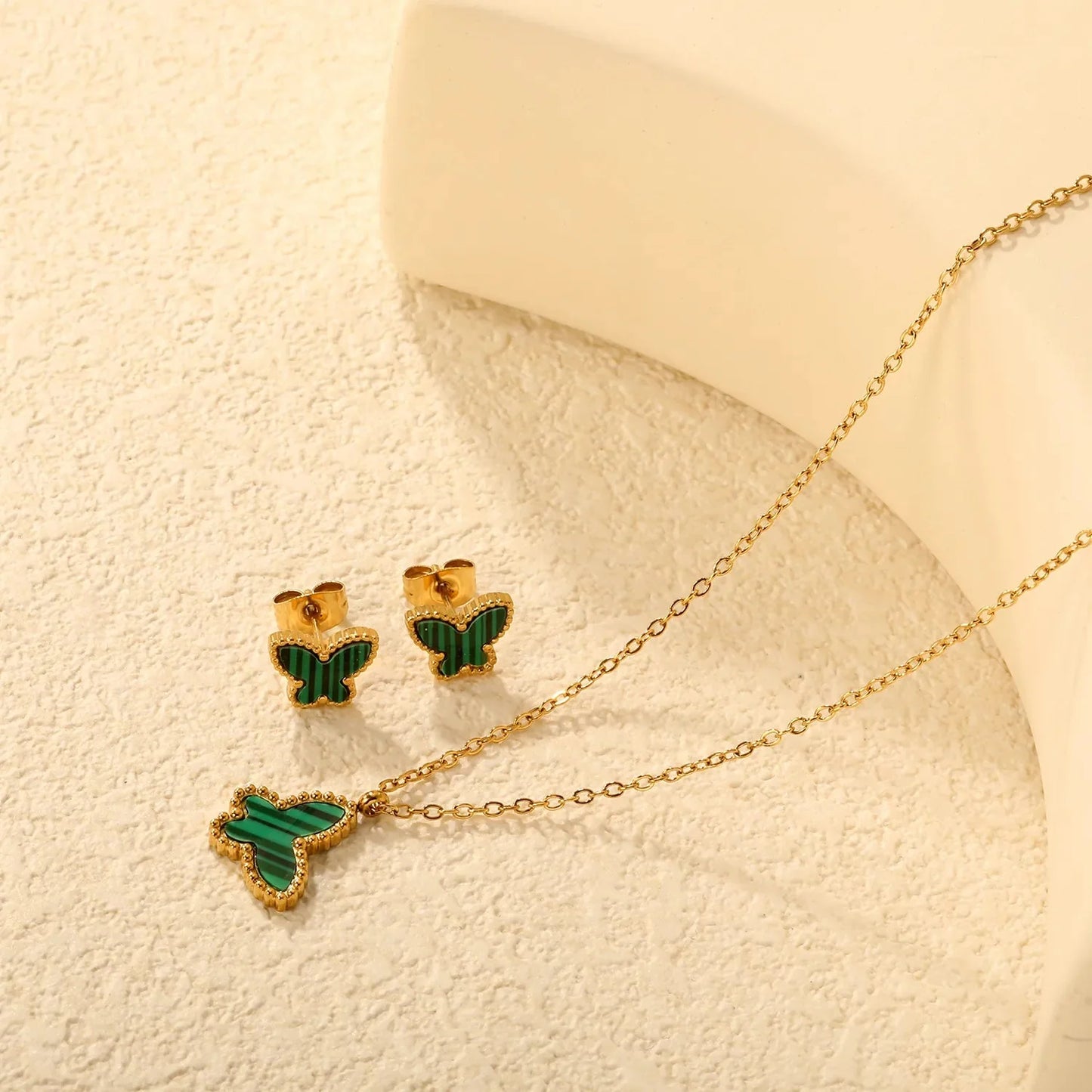 Wholesale 304L Stainless Steel Butterfly Necklace & Earrings Set