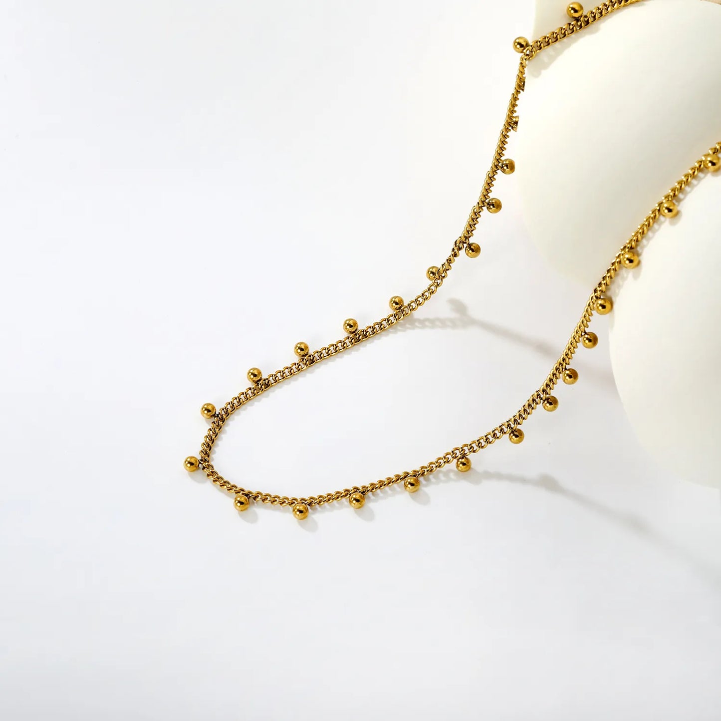 Minimalist Retro Gold Bead Cuban Chain Stainless Steel Tarnish-Free