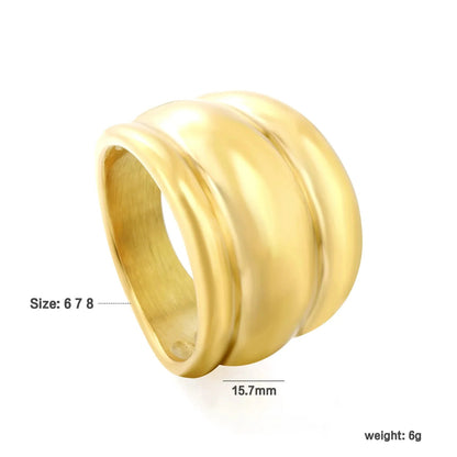 Factory 304L Steel Two-Tone Ring Three-Tier Dome Band for Men Women
