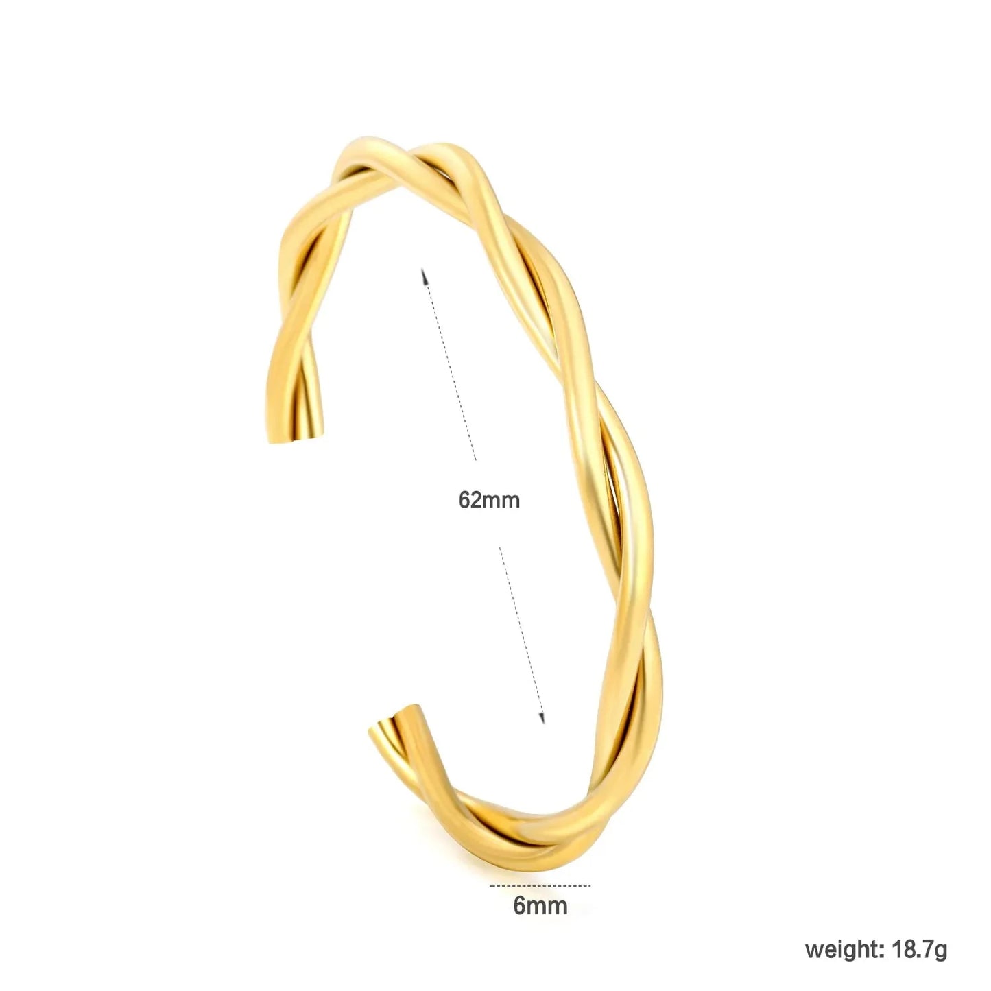 Vintage 304L Stainless Steel Twisted Bangle | Daily Gold Cuff