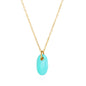 Wholesale Waterproof PVD Gold Sculpted Oval Gemstone Pendant Necklace