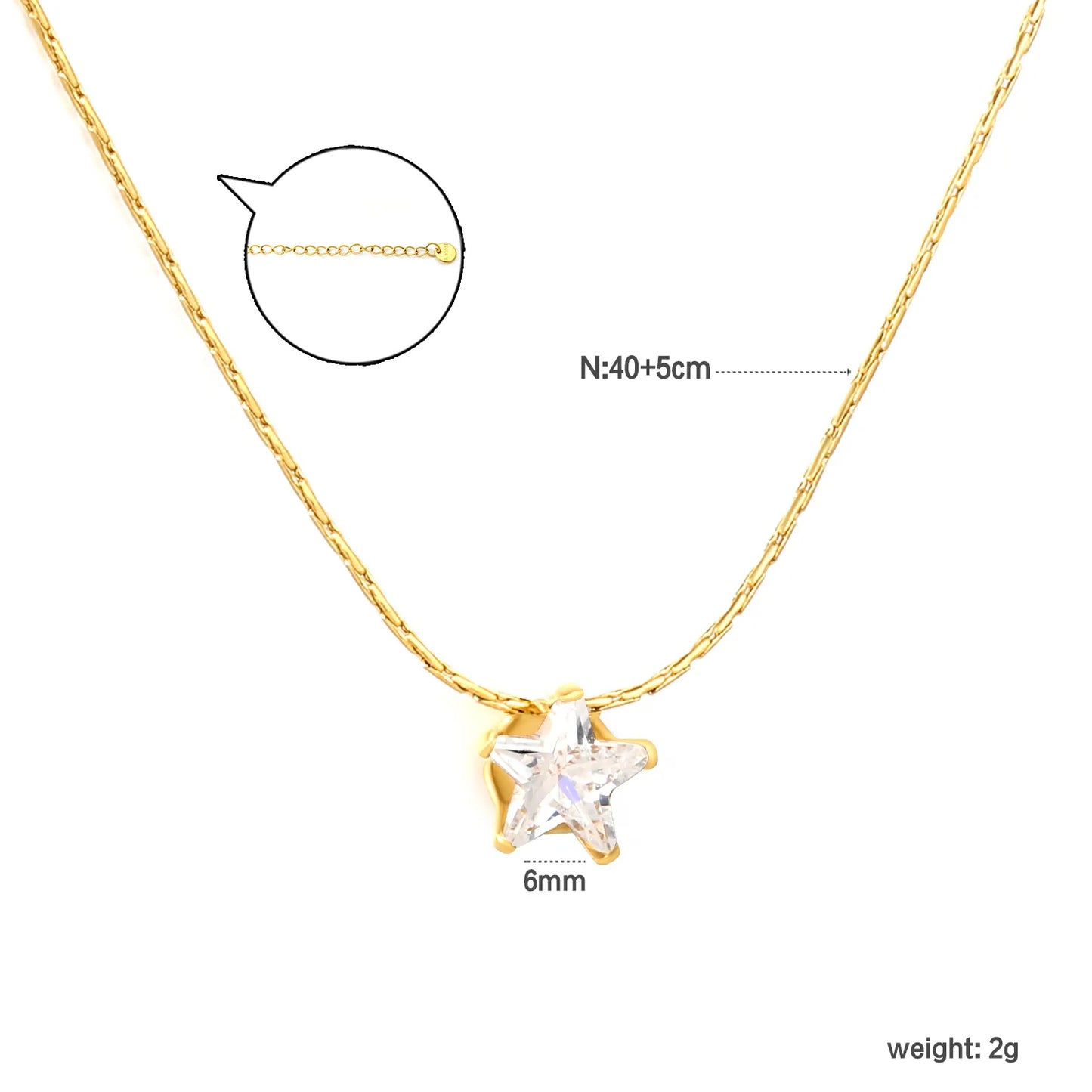 Bulk PVD Gold Sculpted Star-Cut Zircon Celestial Necklace