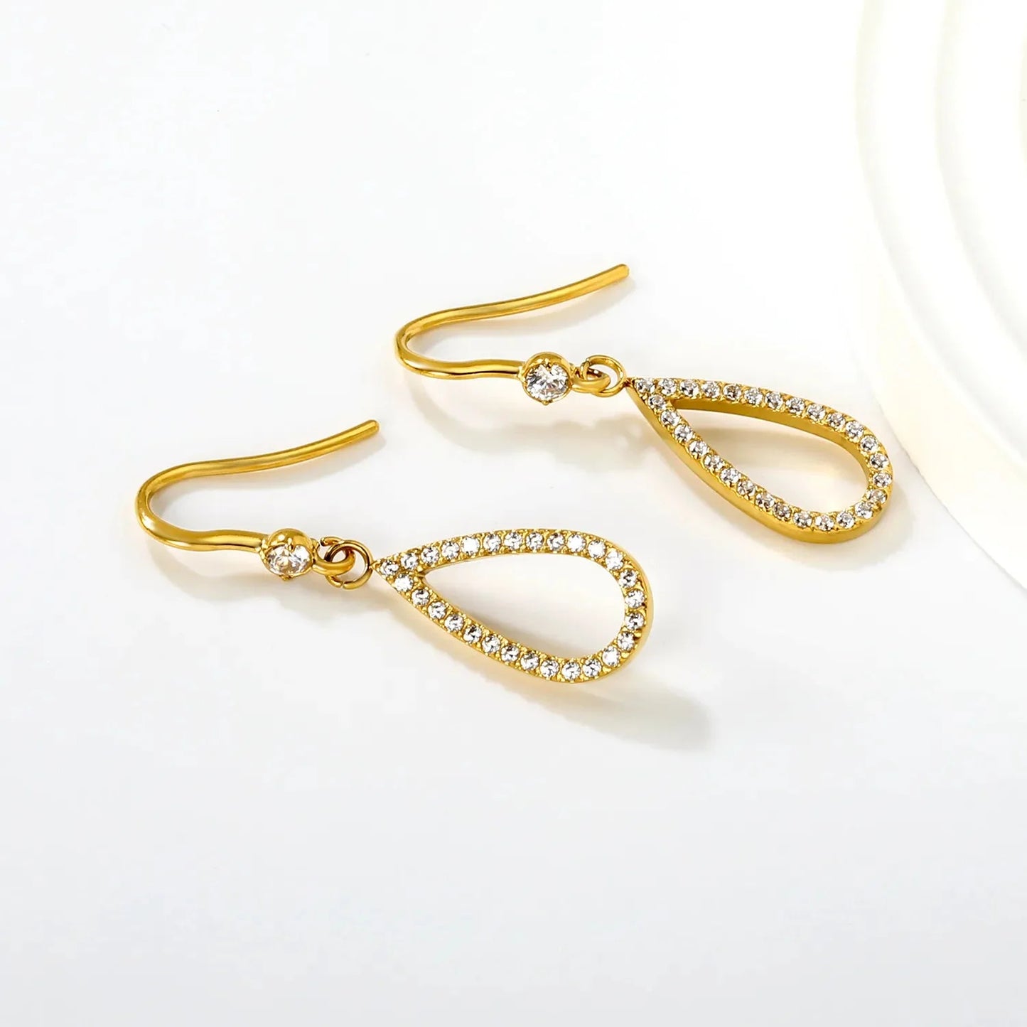Tarnish-Free Stainless Steel Waterdrop Earrings | Classic Gold Jewelry