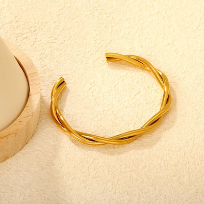 Vintage 304L Stainless Steel Twisted Bangle | Daily Gold Cuff