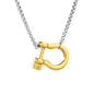 Wholesale Waterproof Two-Tone Sculpted Horseshoe Shackle Necklace