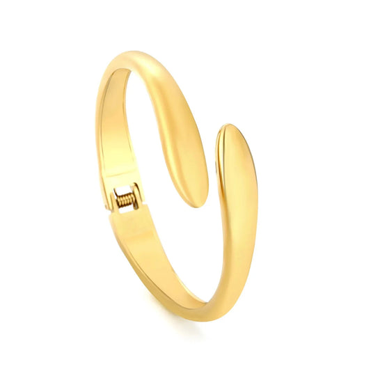 Elegant 304L Stainless Steel Teardrop Bangle | Waterproof Gold