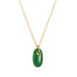 Wholesale Waterproof PVD Gold Sculpted Oval Gemstone Pendant Necklace