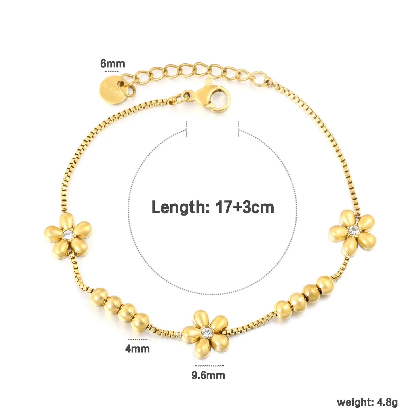 Wholesale 304L Stainless Steel Floral Bracelet Bulk - Gold Plated