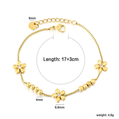 Wholesale 304L Stainless Steel Floral Bracelet Bulk - Gold Plated