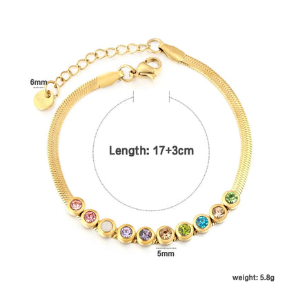 Wholesale 304L Stainless Steel Rainbow Zircon Bracelet Gold Plated