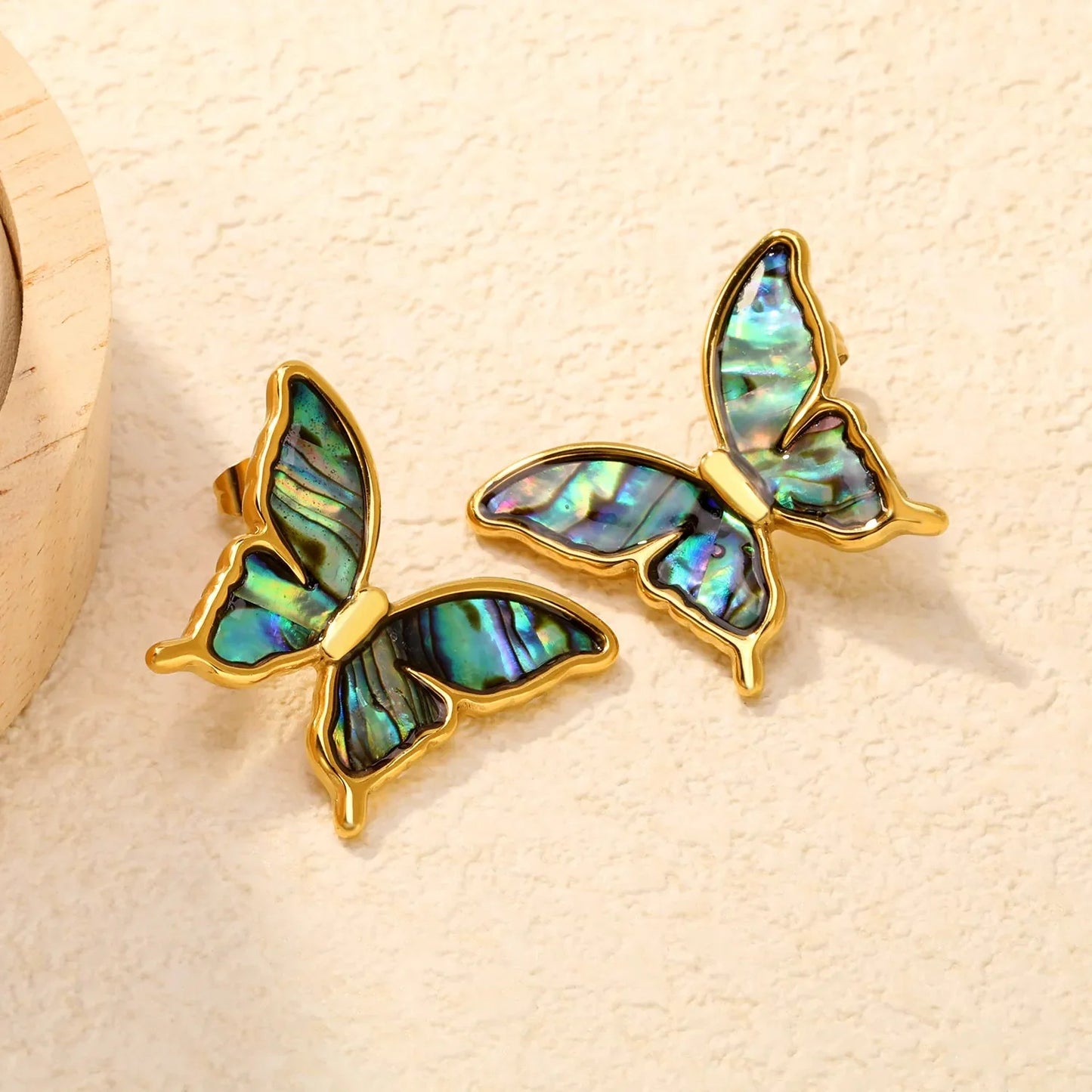 Elegant Stainless Steel Butterfly Studs | French Style Shell Jewelry