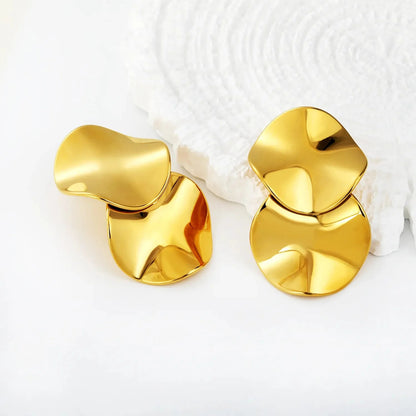 Stainless Steel Earrings | Double Circle Irregular Studs