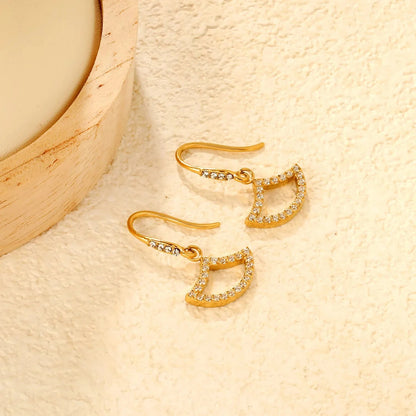 Wholesale Stainless Steel Fishtail Earrings | Full Zircon Inlay Bulk