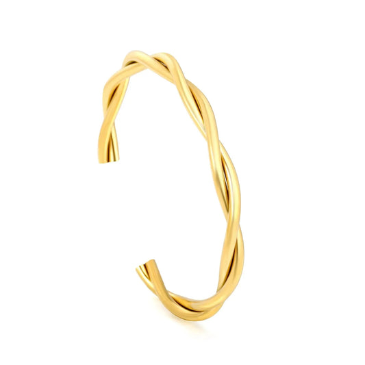 Vintage 304L Stainless Steel Twisted Bangle | Daily Gold Cuff