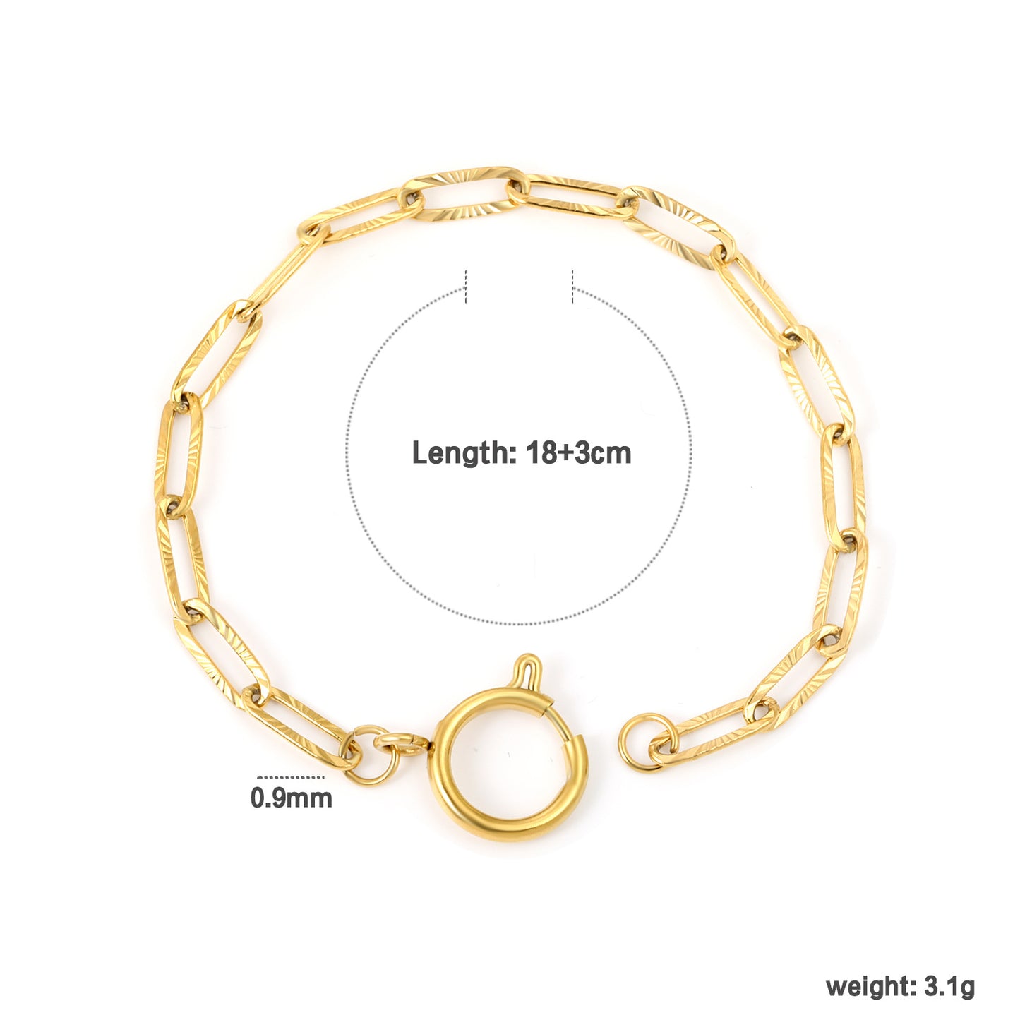 Wholesale Gold Chunky Oval Link Bracelet | Stainless Steel Adjustable Chain