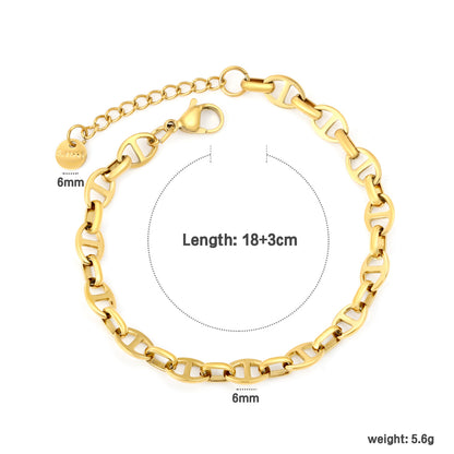 Wholesale Waterproof PVD Gold Sculpted D-Link Pig-Nose Chunky Bracelet