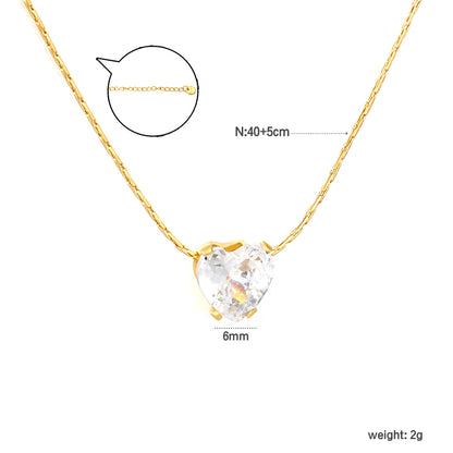 Wholesale Waterproof PVD Gold Heart Cubic Zirconia Dainty Necklace