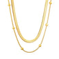 Bulk PVD Gold Sculpted Double Layer Bead & Snake Chain Necklace