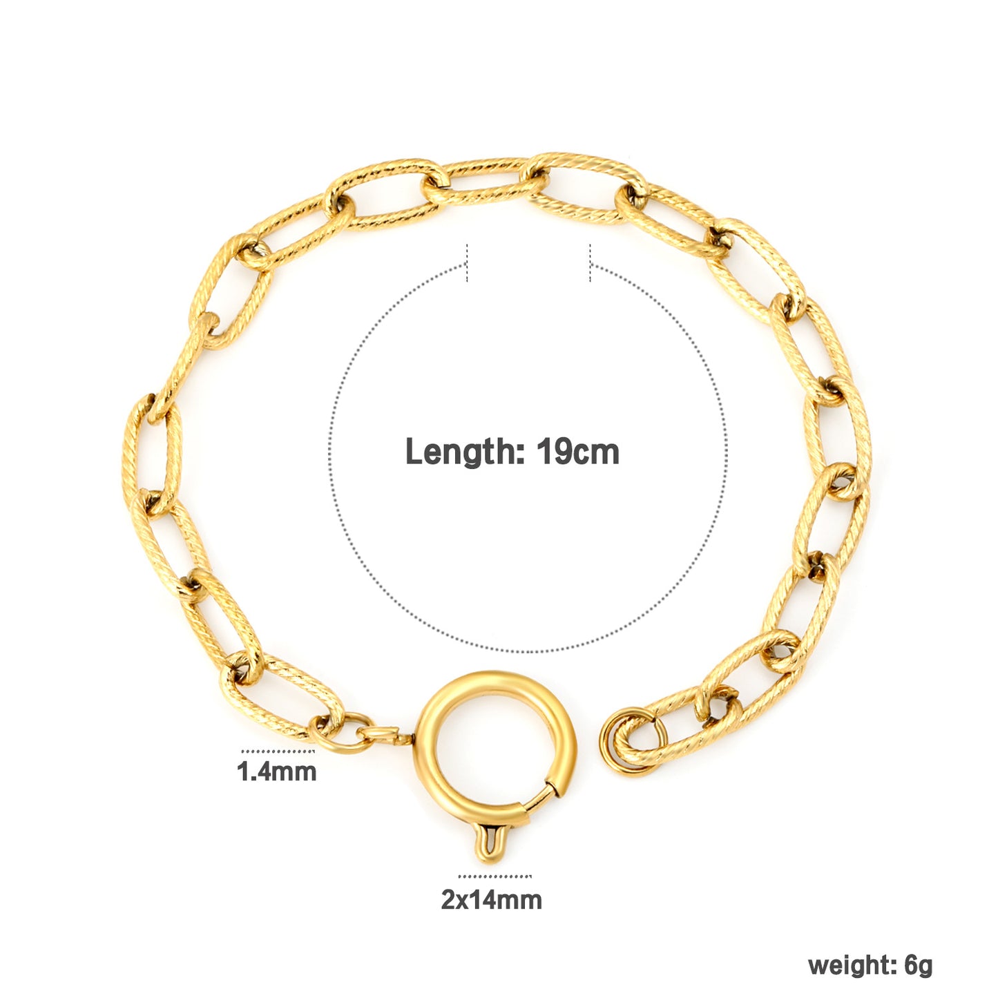 Wholesale Gold Chunky Oval Link Bracelet | Stainless Steel Adjustable Chain