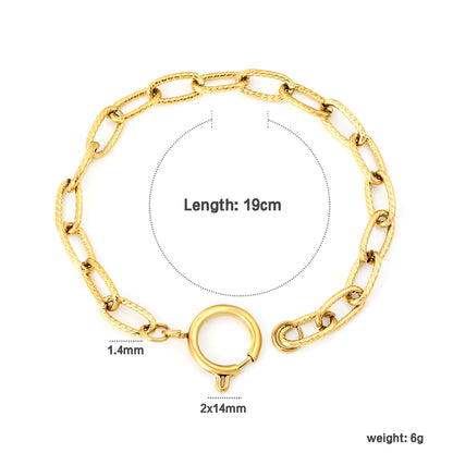 Wholesale Gold Chunky Oval Link Bracelet | Stainless Steel Adjustable Chain