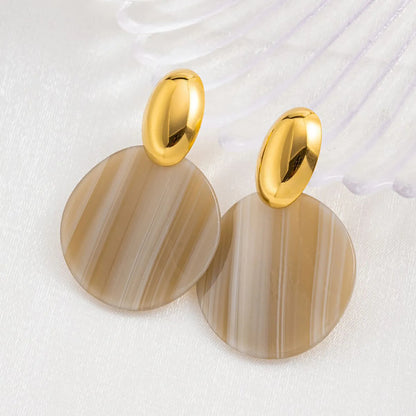 Minimalist Colorful Round Disc Earrings Stainless Steel Tarnish-Free