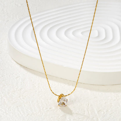 Bulk PVD Gold Minimalist Pear-Cut Zircon Droplet Necklace
