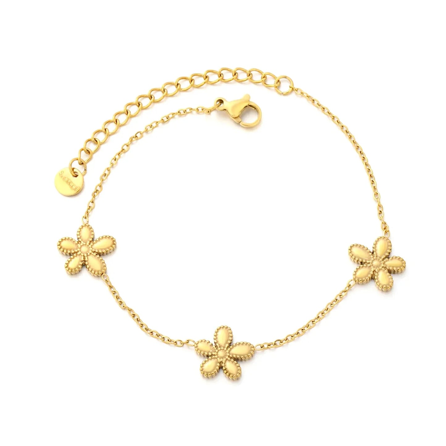Elegant 304L Stainless Steel Gold Flower Bracelet for Women