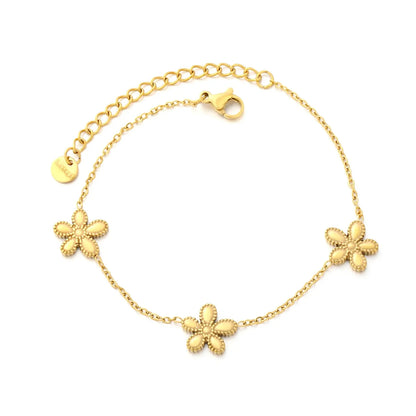 Elegant 304L Stainless Steel Gold Flower Bracelet for Women