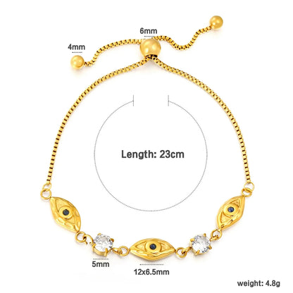 Wholesale 304L Stainless Steel Evil Eye Adjustable Bracelet