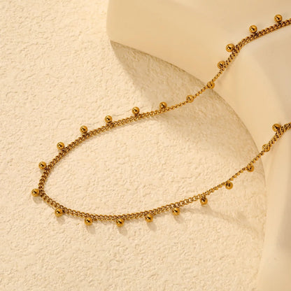 Minimalist Retro Gold Bead Cuban Chain Stainless Steel Tarnish-Free