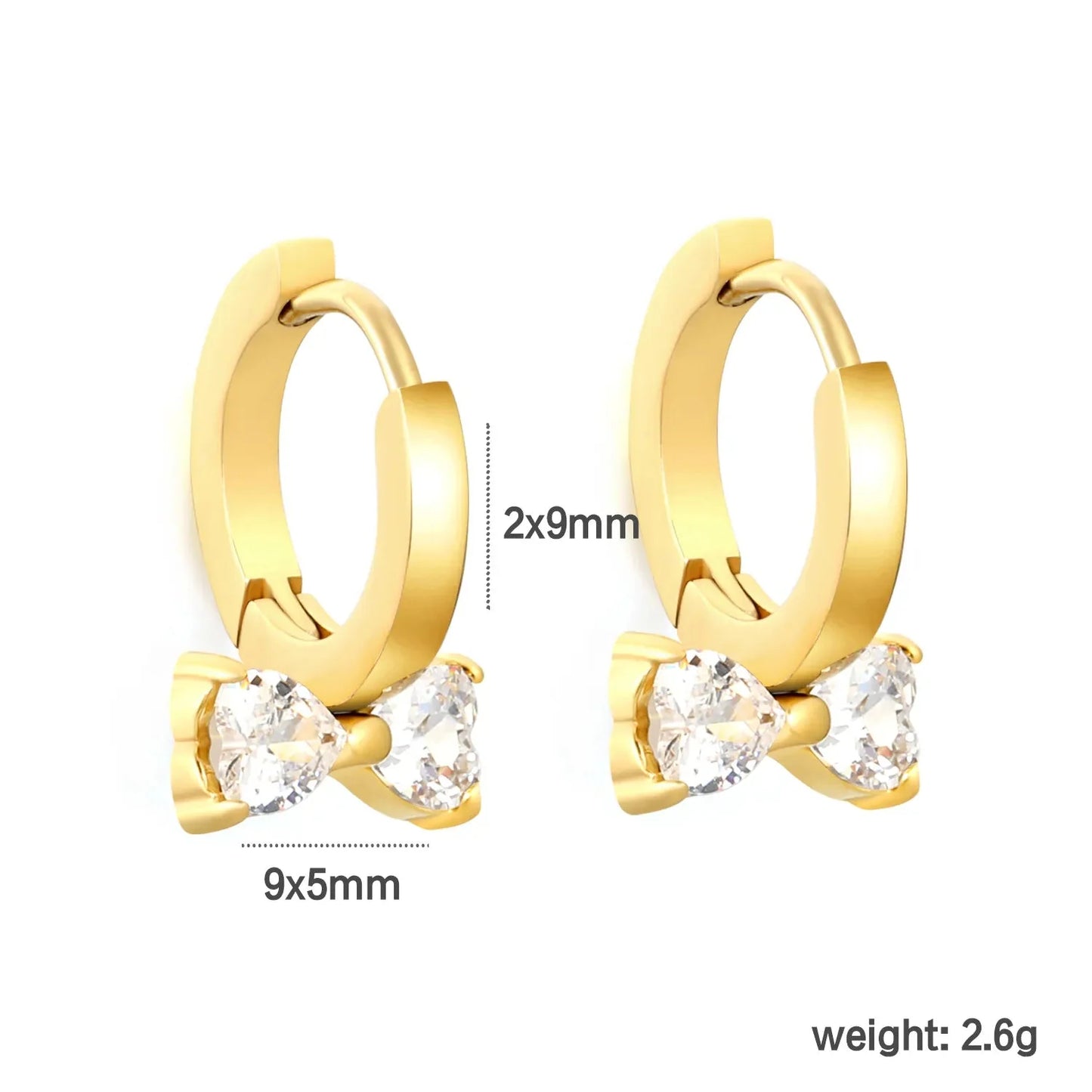 Waterproof Stainless Steel Bowknot Earrings | 3PCS Heart Jewelry Set
