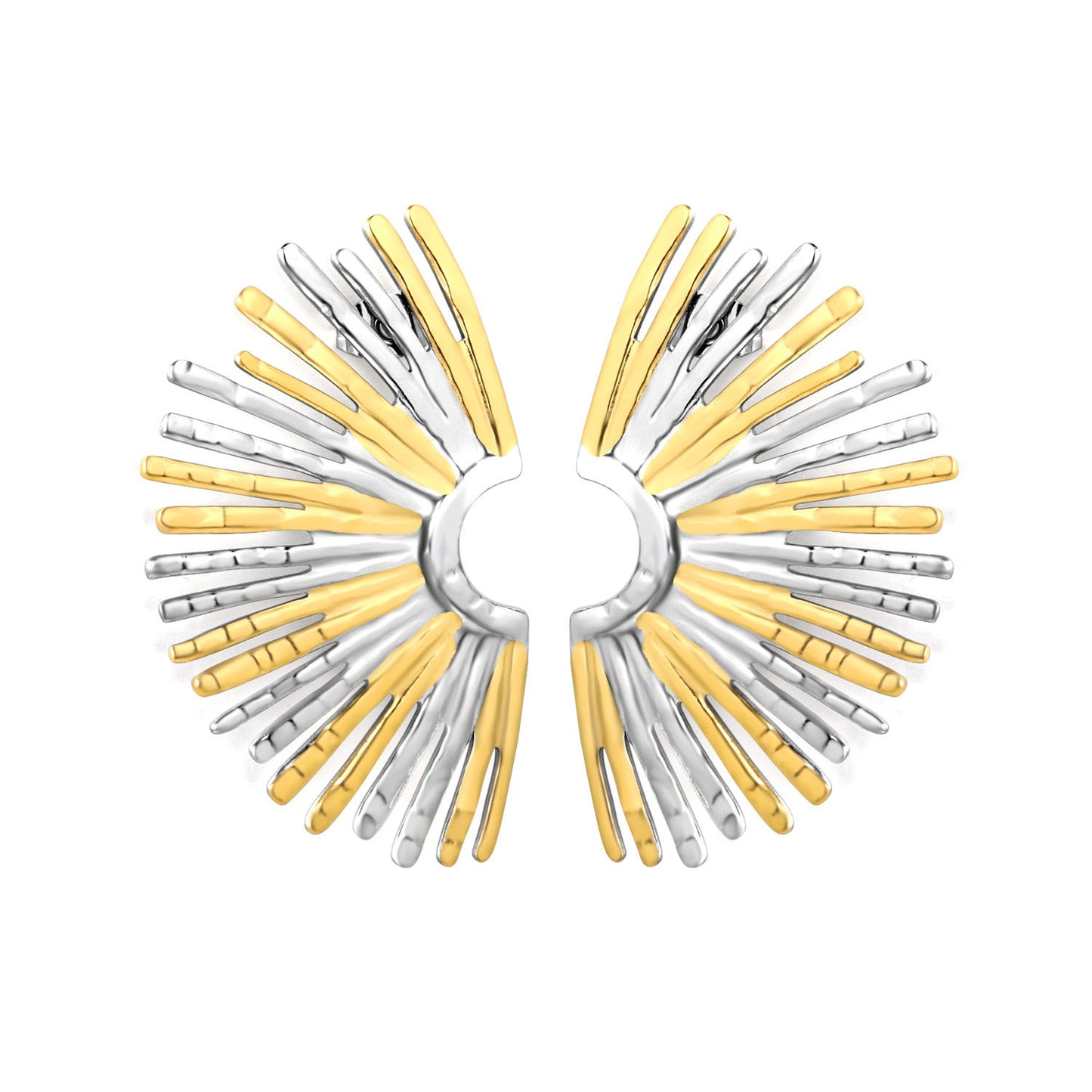 Wholesale Waterproof Two-Tone Sculpted Radial Wing Ear Clips for Non-Pierced Ears