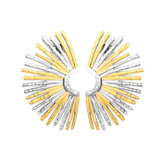 Wholesale Waterproof Two-Tone Sculpted Radial Wing Ear Clips for Non-Pierced Ears